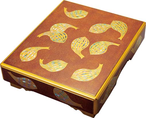 御文箱　本梨地散蓮青貝蒔絵入