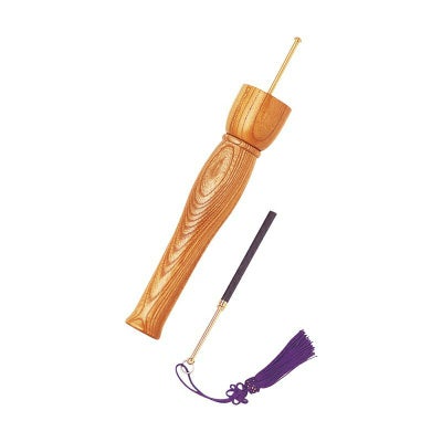 リン棒収納式印金の柄 欅（長さ18cm、長さ21cm 2種類）3754