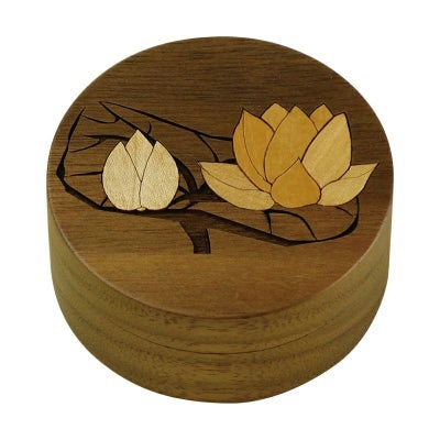 木象嵌香合 蓮（直径約5.4cm、直径約7.5cm 2種類）5517