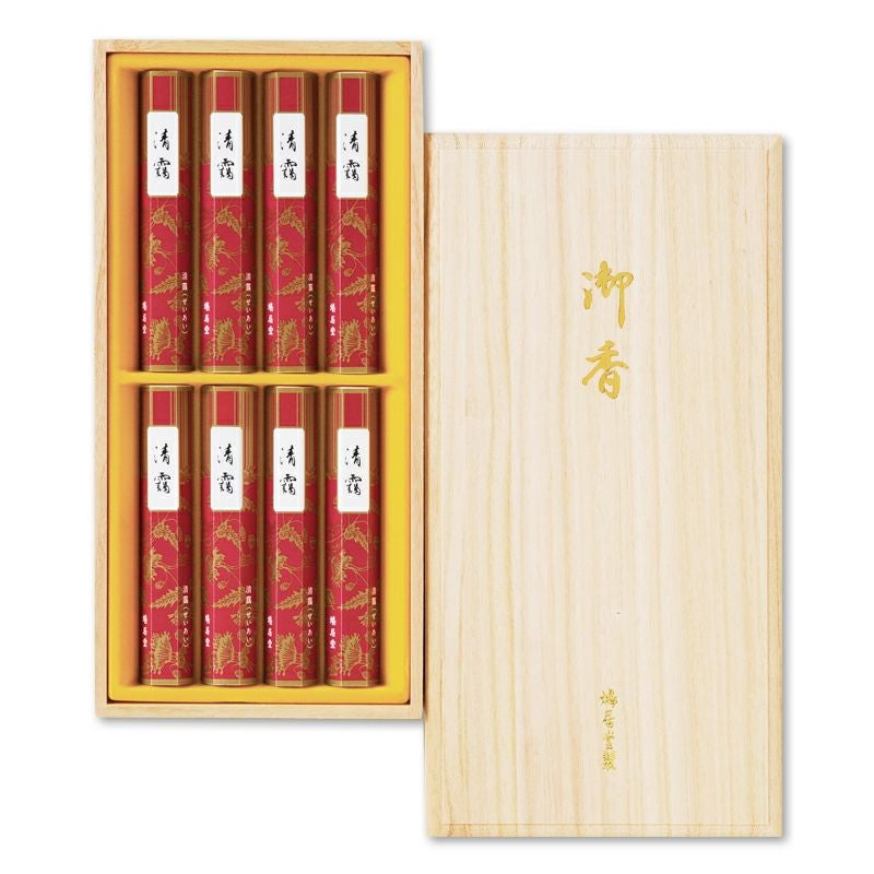 鳩居堂 進物用線香 清靄（せいあい） 白檀調 短寸12cm 8把詰 桐箱