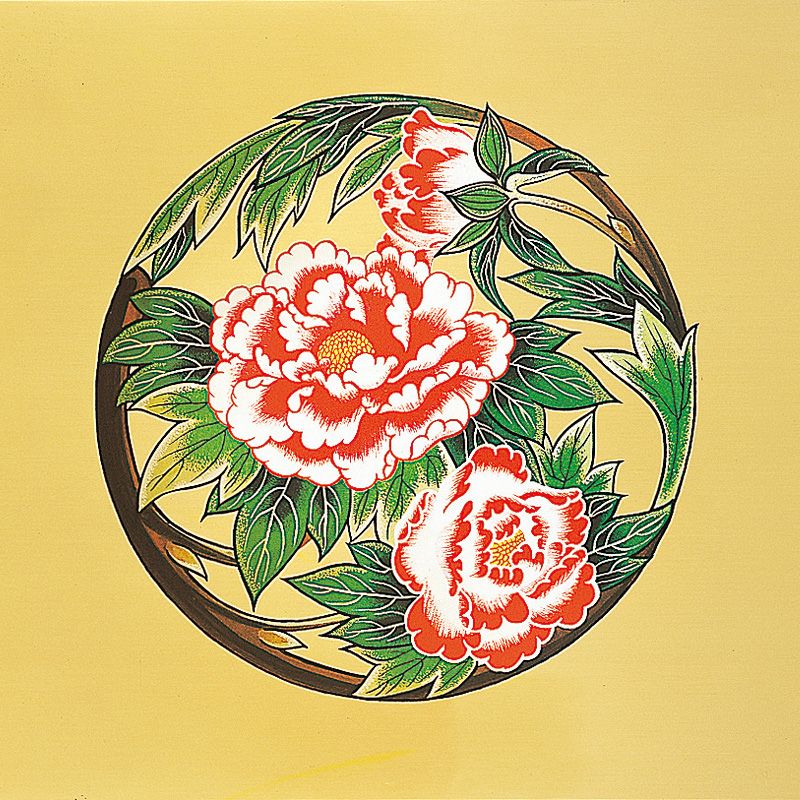 天井絵 アルミ板に型押し 天井板50cm角 花の丸直径32cm（各宗派）