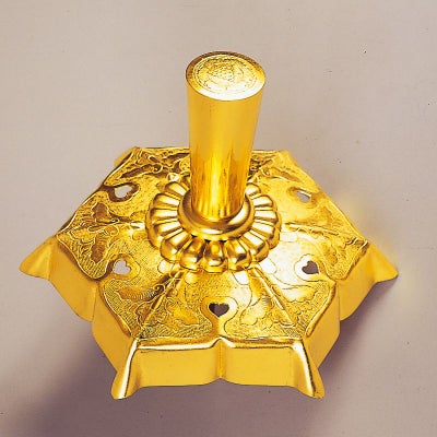 懸魚六葉釘隠 銅製 本金メッキ 取付用ボルトネジ足付（直径12～24cm 7種類）