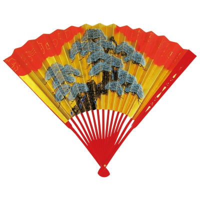 中啓 朱塗骨 朱褄入金銀地老松 紙箱入 長さ30cm（各宗派）