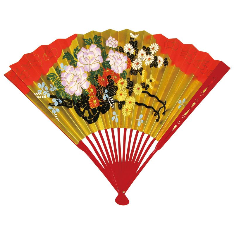 中啓 朱塗骨 朱褄入金銀地花車 紙箱入 長さ30cm（各宗派） | 寺院用