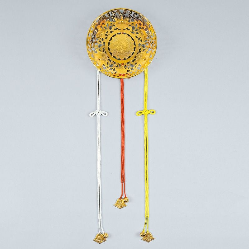 華籠の紐 三色紐・金具（銀杏・鈴）付 1組 長さ67cm 大谷派（人絹・正絹 2種類）