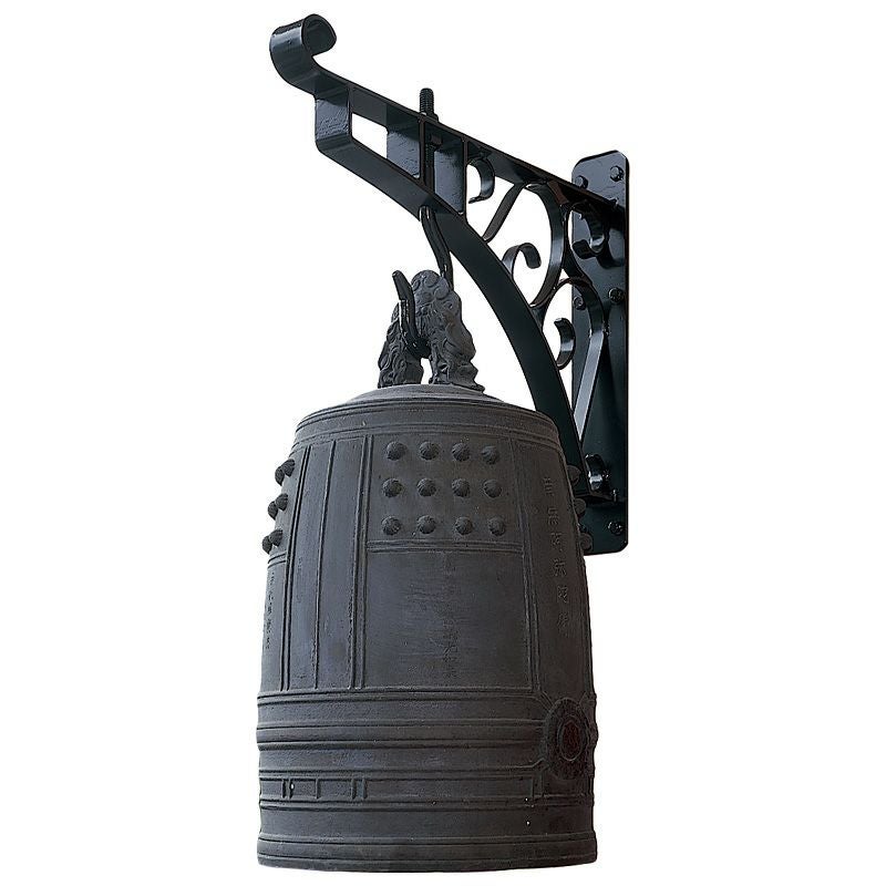 喚鐘吊元金具 柱持出式（唐草入） 鉄製 黒色仕上（喚鐘24～45cm用 8