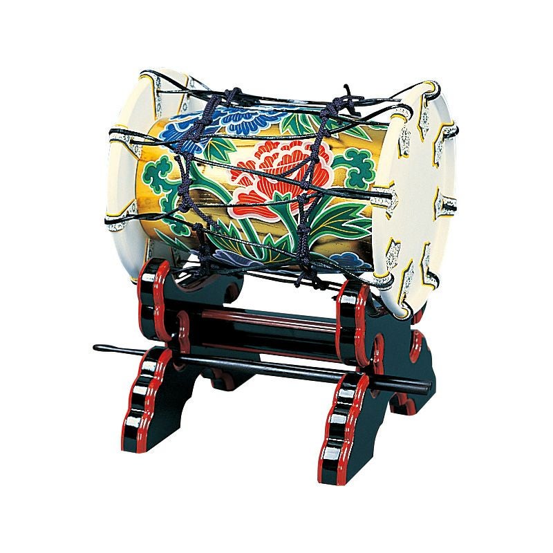 鞨鼓 胴純金箔押彩色入 黒漆塗面朱塗 撥付 直径26cm（特製、最上 2種類