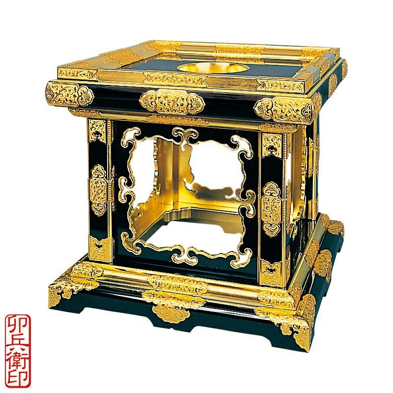 経金・平金台 八猪目型 本黒漆塗 金具包み打 別誂 卯兵衛印（横幅18～45cm 10種類）