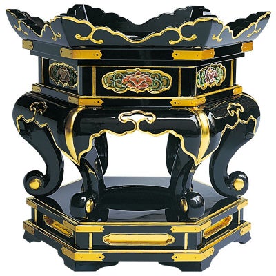 金台 六角型 本漆塗 面純金箔押 金具打 最上（大金口径33～45cm用 5種類）