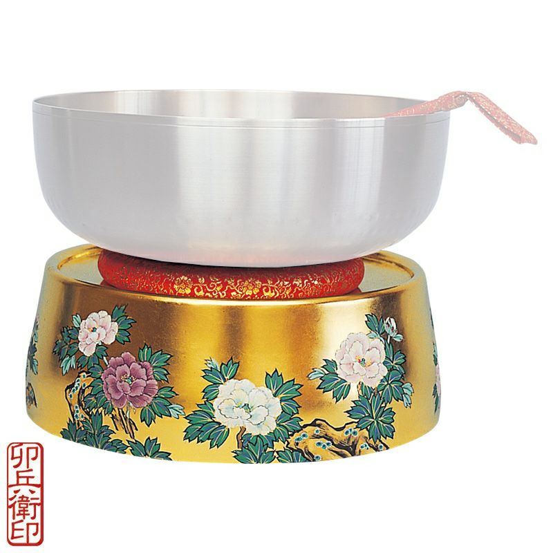 砂張　銅羅　宗喜　茶道具　送料無料 沙羅台・砂張台 純金箔押 彩色入 卯兵衛印 真宗各派（沙羅・砂張口径