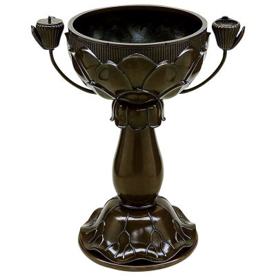 蓮型立焼香香炉 蓋なし 唐金製 宣徳色付 口径42cm（各宗派）