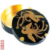 香合 鳳凰高蒔絵入 本黒漆塗 内部純金箔押 卯兵衛印（口径9～15cm 5種類）