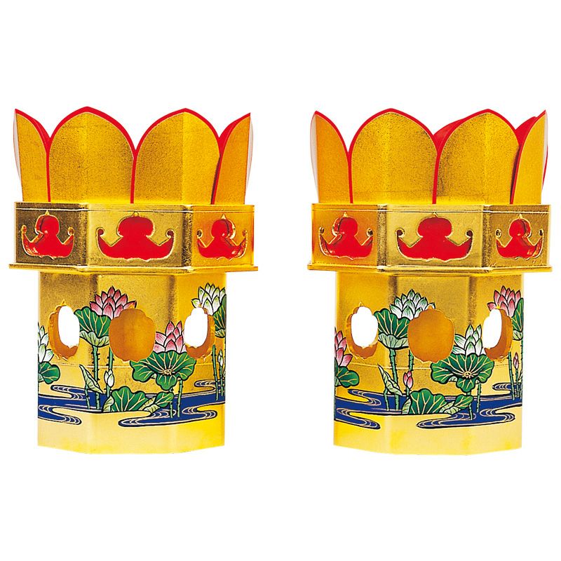 供笥 八角型 木製 純金箔押 蓮水彩色模様入 大谷派（対辺寸法15cm～24cm 7種類）