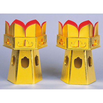 供笥（華束）六角型 木製 純金箔押 無地 紙方立付（対辺寸法15cm～24cm 7種類）