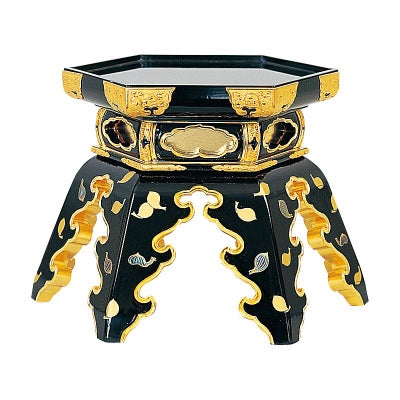 雪見型仏器台 本漆塗 散蓮蒔絵入 金具打（高さ13.5～18cm 3種類）