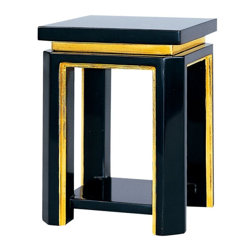 新様式仏器台 本黒漆塗 面純金箔押（高さ9cm、10.5cm 2種類）