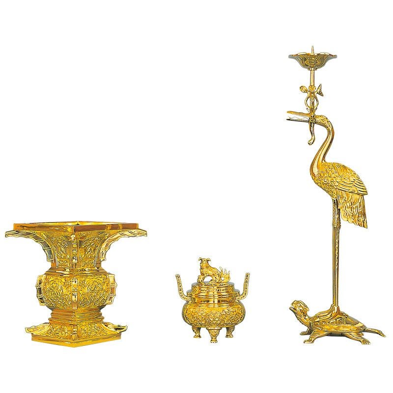 三具足 花瓶角型 深彫入 磨き（花瓶一辺15～27cm 9種類） | 寺院用仏具