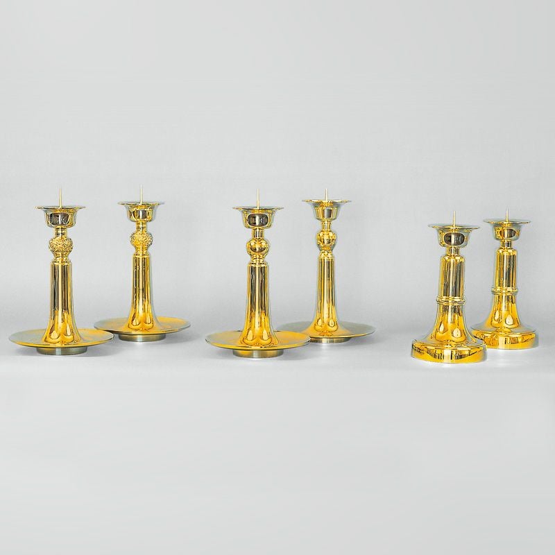 御伝鈔燭台〈竹の節〉真鍮製 磨き（略型無地、御本山型無地、御本山型彫入 3種類）