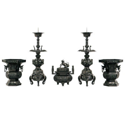 五具足 御本山様式 花瓶六角型 極上（花瓶対辺15～27cm 5種類）