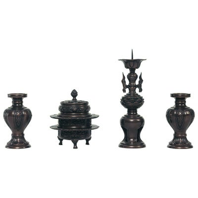 四具足 唐金製 宣徳色付 最上（香炉直径13.5～18cm 4種類）