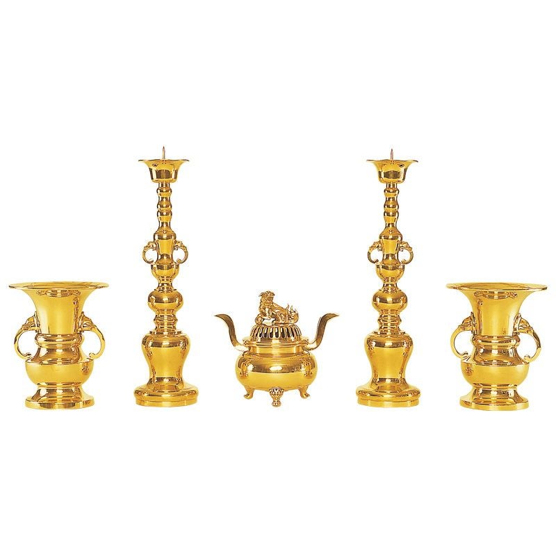 五具足 花瓶丸型掛耳象型 磨き（花瓶口径15～30cm 6種類）