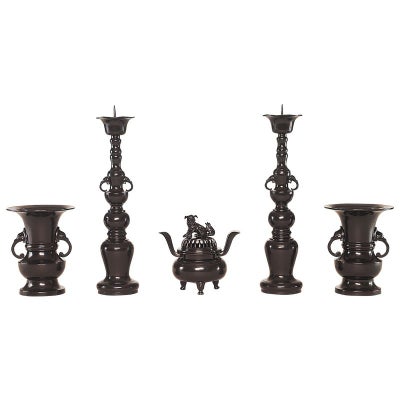 五具足 花瓶丸型掛耳象型 色付（花瓶口径15cm～30cm 6種類）