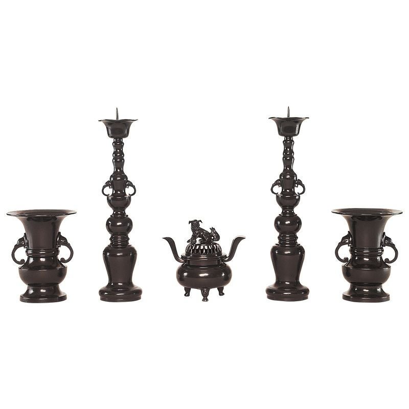 五具足 花瓶丸型掛耳象型 色付（花瓶口径15cm～30cm 6種類）