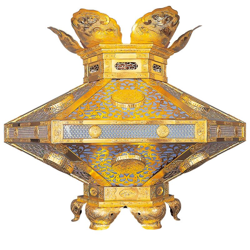 菱灯籠〈大門型〉 銅製 純金箔押 電装品別売 特製 火袋2辺合計106cm（大谷派）