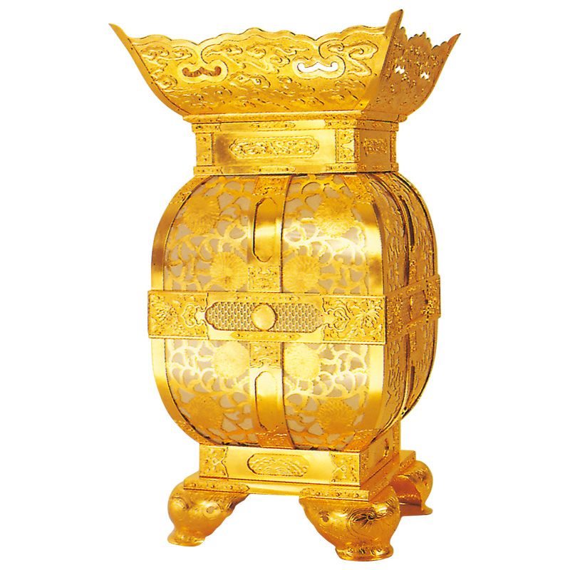 柱掛灯籠 銅製 純金箔押 電装品別売 取付用折釘付 特製 高さ76cm（本願寺派）