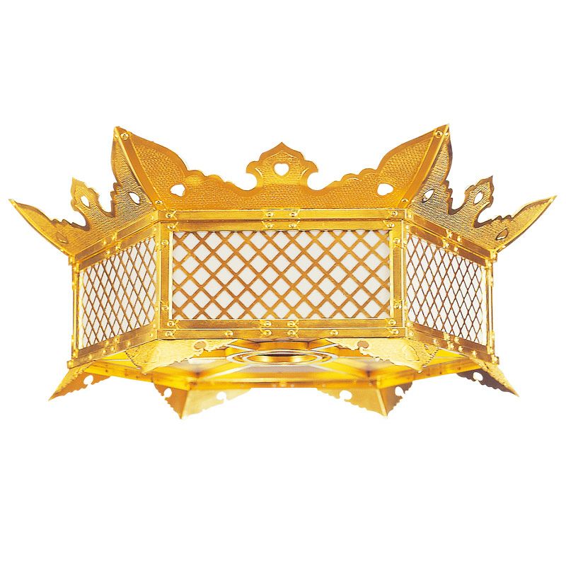 新型灯籠 御影堂型 擬宝珠なし 真鍮製 純金箔押 電装品付 笠径121cm（大谷派）