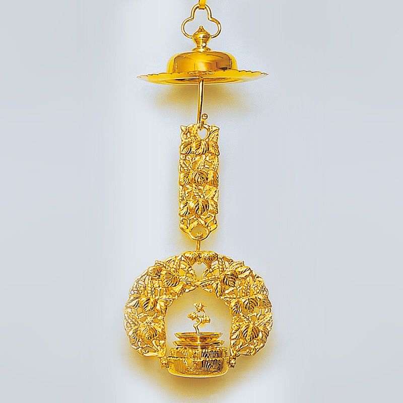 桐輪灯 御本山様式 真鍮製 磨き 付属品付 笠径33cm（高田派） | 寺院用