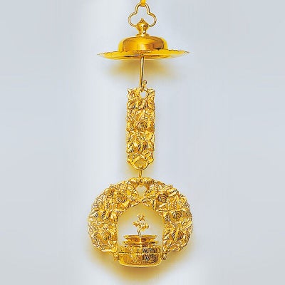 桐輪灯 御本山様式 真鍮製 磨き 付属品付 笠径33cm（高田派）