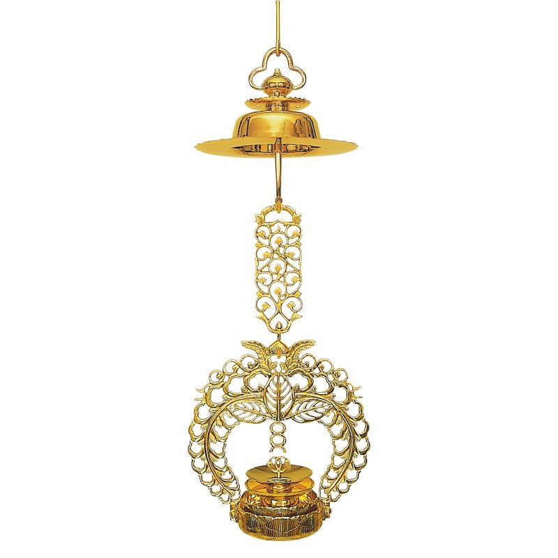 藤輪灯 御本山様式阿弥陀堂型 真鍮製 磨き 付属品付 笠径27cm（佛光寺