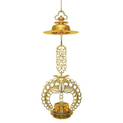 藤輪灯 御本山様式阿弥陀堂型 真鍮製 磨き 付属品付 笠径27cm（佛光寺派）