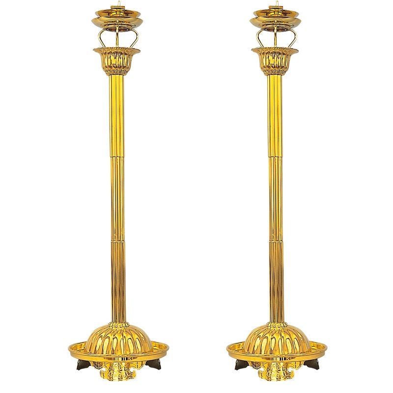 菊灯 真鍮製 磨き 電装品付 特製 五徳までの高さ76cm（真宗各派）