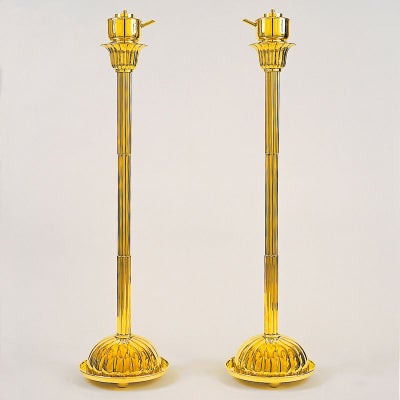 さざえ灯 盆梅足型 真鍮製 磨き さざえ付 高さ76cm（本願寺派）