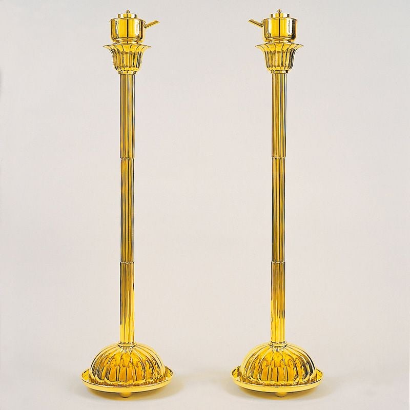 さざえ灯 盆梅足型 真鍮製 磨き さざえ付 高さ76cm（本願寺派）