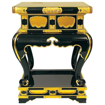 外陣焼香卓 背高型 賽銭箱兼用（鍵付） 金具打 横幅54cm （本願寺派）