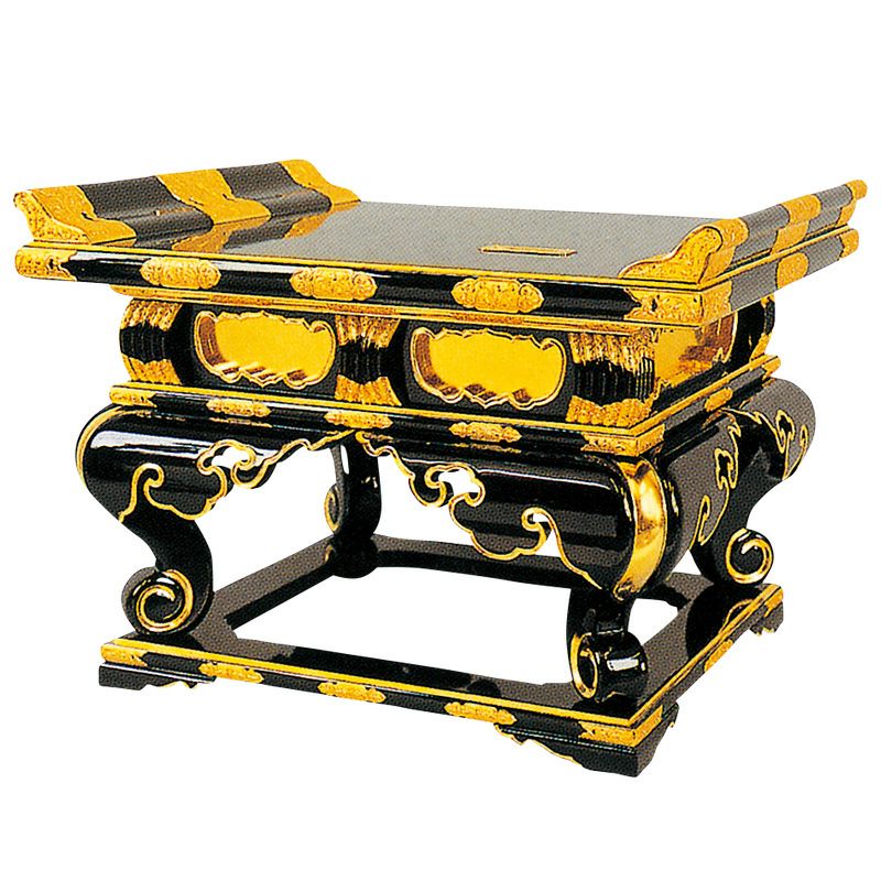 外陣焼香卓 筆返し付 賽銭箱兼用（鍵付） 金具打 横幅54cm （本願寺派）