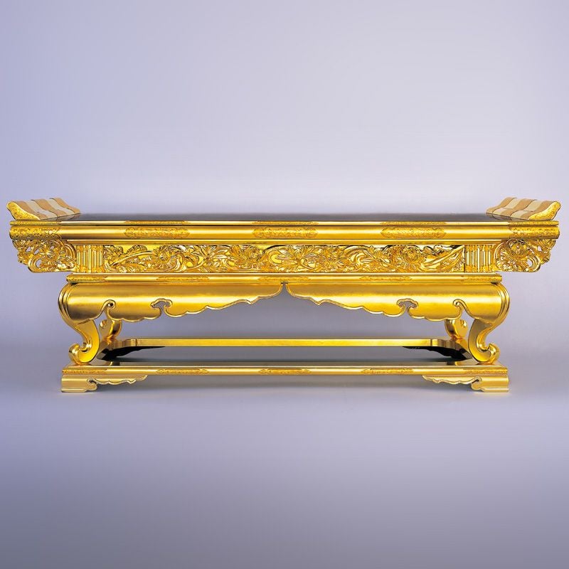 略型前卓 菊水彫刻入 金具なし 横幅106cm（各宗派）