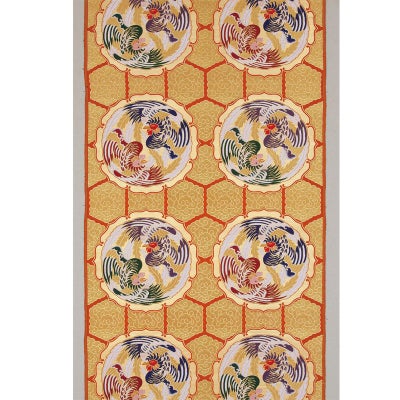 打敷 本金襴 赤地亀甲地紋鏡向鳳凰 一巾半三角袖なし（真宗各派）