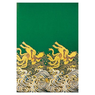 水引 本金襴 萌黄地波に楼閣鳳凰 三巾（真宗各派）