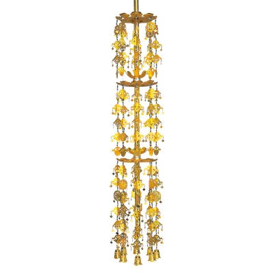 瓔珞（輪灯瓔珞） 御本山様式阿弥陀堂型 三重笠丸竿 銅製 金メッキ 最上 瓔珞笠径30cm（輪灯36cm用）（大谷派）