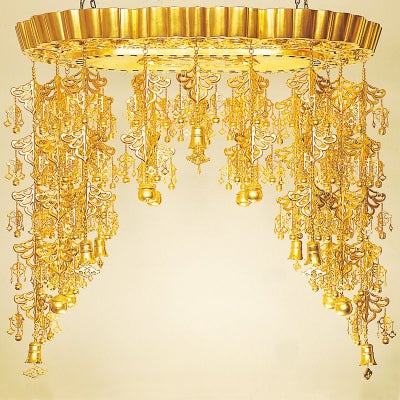 仏天蓋 笠小判型 四方正面 瓔珞木製 極上 笠横幅91cm（各宗派）