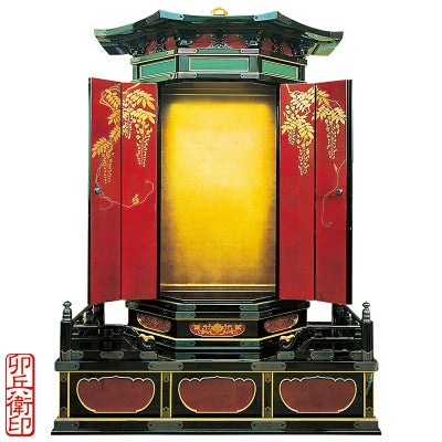 夢殿型御厨子 扉三方開 卯兵衛印 屋根幅121cm（各宗派）