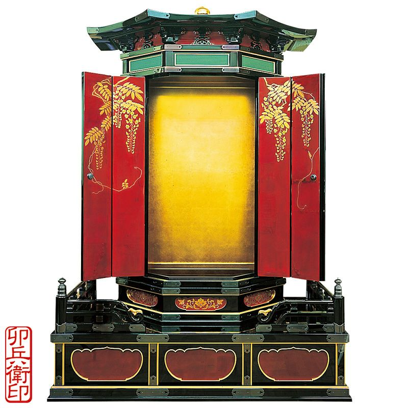 夢殿型御厨子 扉三方開 卯兵衛印 屋根幅121cm（各宗派）