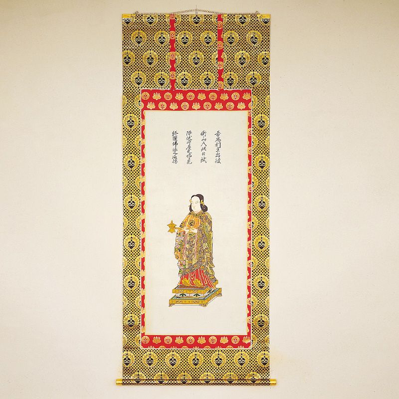 時代の掛軸　肉筆保証　蔵整理 不用品処理　日本　 X923C16-7 掛軸 南無阿弥陀仏 六字名号 肉筆 菅原草雪書（仏事用肉筆掛け軸）幅
