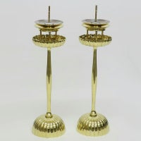 菊壇灯 真鍮製 磨き 雲手油皿付（上皿高さ約23cm、上皿高さ約30.5cm 2種類）