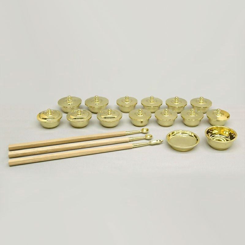 護摩器一式 真鍮製 磨き仕上げ 八器蓋付 1組 各宗派（中型～大大型 3