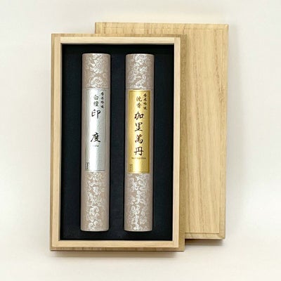 菊寿堂 進物線香 香木吟味 沈香加里萬丹（かりまんたん）・白檀印度詰合せ 中寸17cm 桐箱入